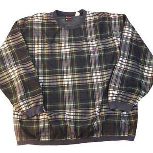 Vintage Bugle Boy Pullover Windbreaker Size XL mesh lined Plaid Golf Cre…